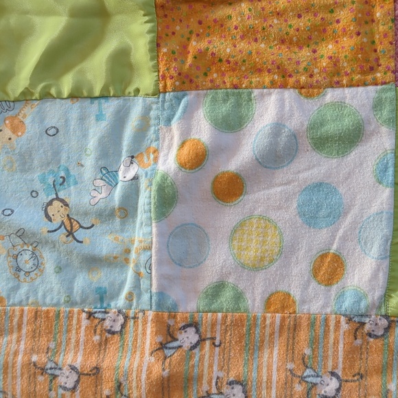 Handmade Patchwork Flannel Reversible Baby Blanket - Picture 4 of 16
